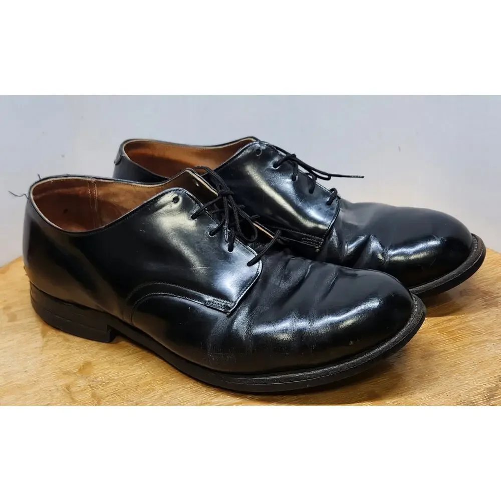 VTG Walker Shoe‎ Co Black Leather Derby Dress Shoes Mens 8.5 XW USA 1988